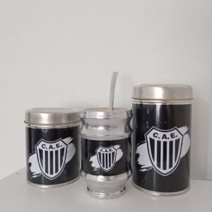 SET 3 PIEZAS PINCHA : Mate de aluminio y madera + Yerbera y Azucarera